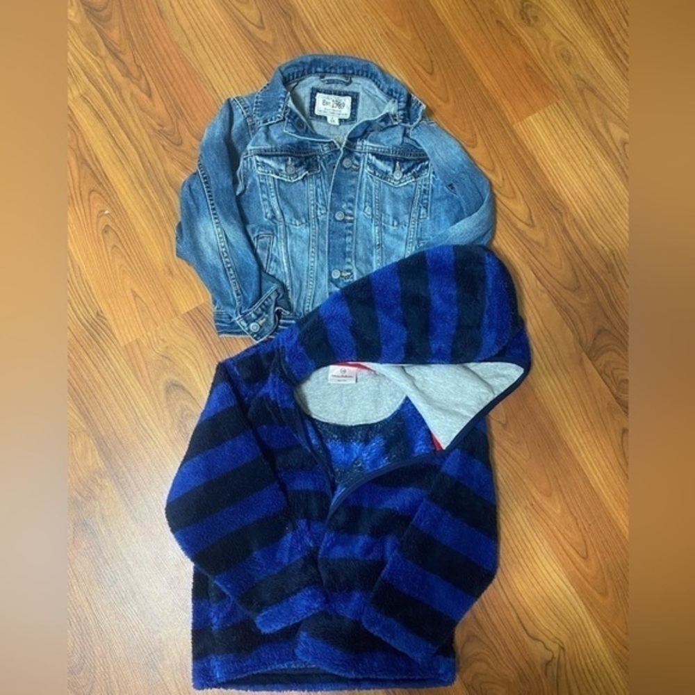 HANNA ANDERSSON and PLACE bundle of jackets fuzzy blue jean denim school size 5